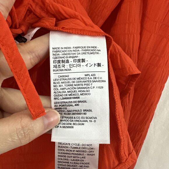 Levis Embry Tie Front Orange Top Womens Size M Boho Fall Lightweight Festival - Picture 8 of 10